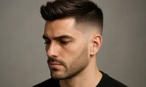 En snygg frisyr kille med en snygg fade och textur på ovansidan.