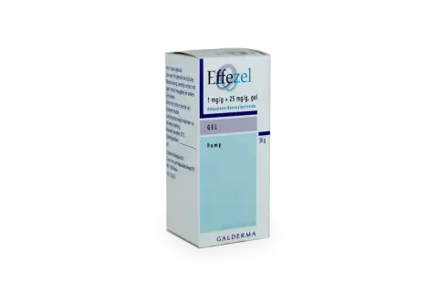 Effezel-förpackning med gel för aknebehandling. Kan ge fina epiduo resultat.