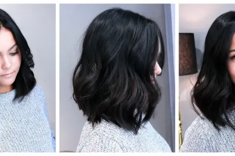 Titta på den här snygga nyanseringen hemma! En mörk, vågig frisyr som ger en sofistikerad look.