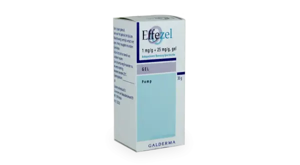 Effezel-förpackning med gel för aknebehandling. Kan ge fina epiduo resultat.