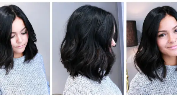 Titta på den här snygga nyanseringen hemma! En mörk, vågig frisyr som ger en sofistikerad look.