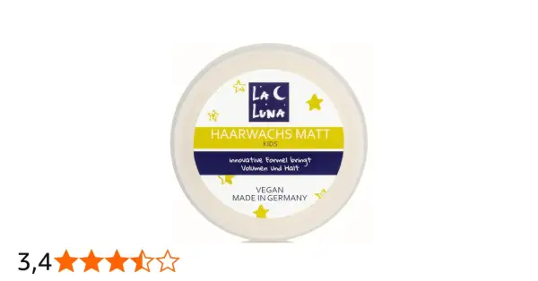 Burk med matt hårvax för barn från La Luna. Ger volym och stadga, vegansk och tillverkad i Tyskland.